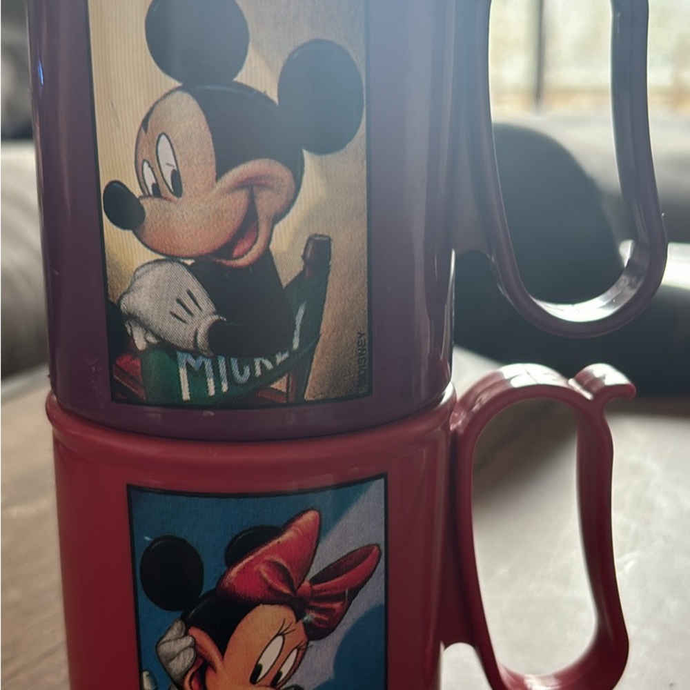 Vintage Disney Mickey and Minnie Tupperware Mugs